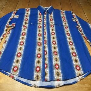 Vintage Wrangler Aztec Southwestern Pearl Snap Button Shirt Size XL EUC!!